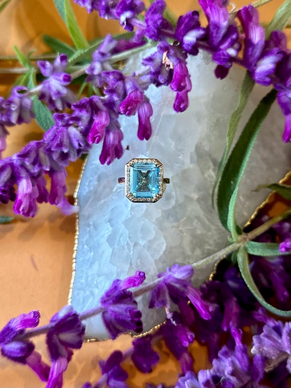 Emerald Cut Gemstone Ring with Diamonds