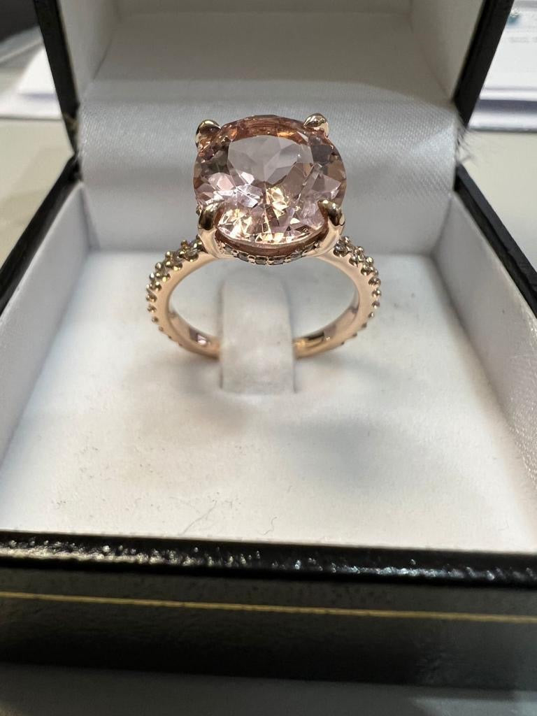Diamond Pave Ring with Big Oval Gemstone